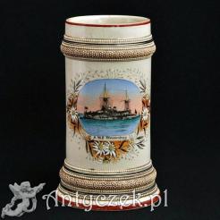 Zabytkowy kufel marynistyczny z pancernikiem SMS Weissenburg