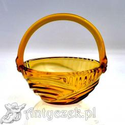 Art Deco antyczny koszyczek ze szkła miodowego