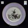zabytkowy wiatrak namalowany na markowej porcelanie